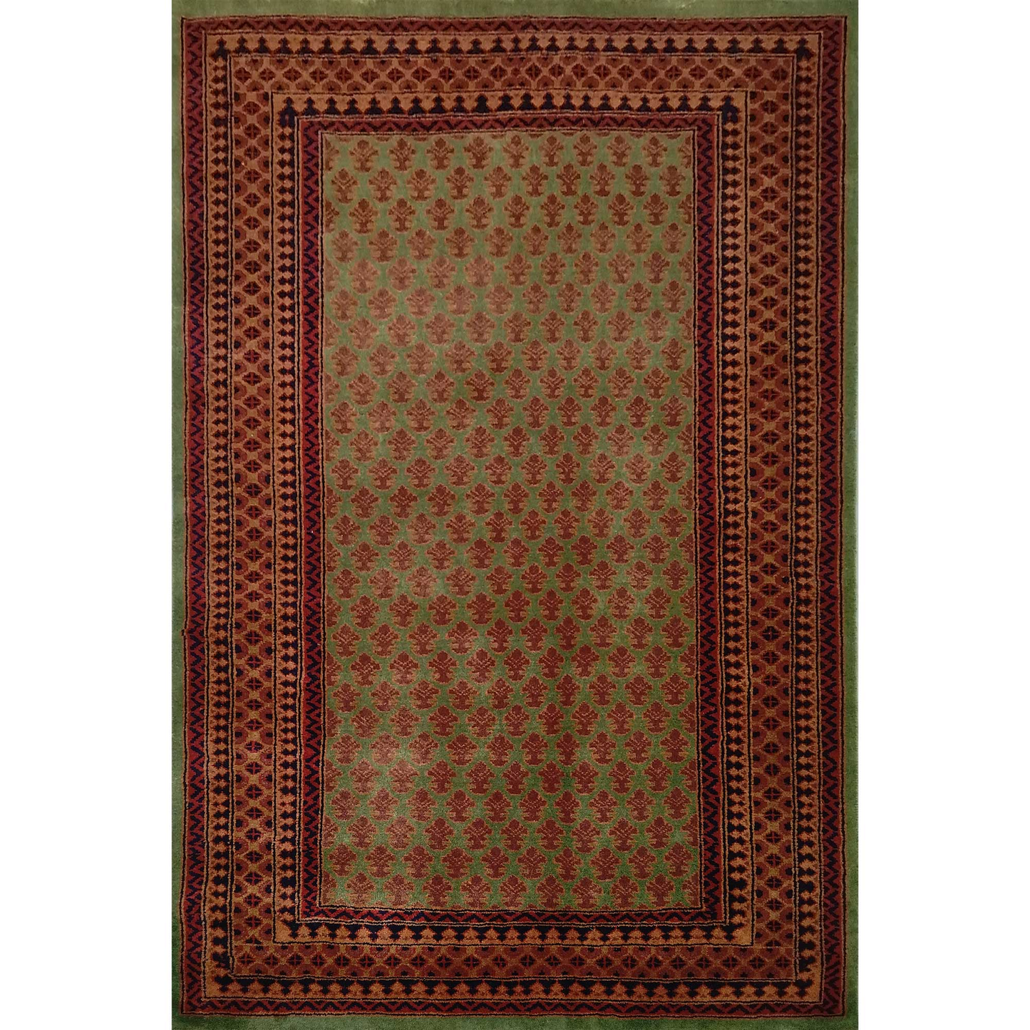 4×6 Feet Hand Knotted Green Carpet Lichi (Wool) - Which Mark