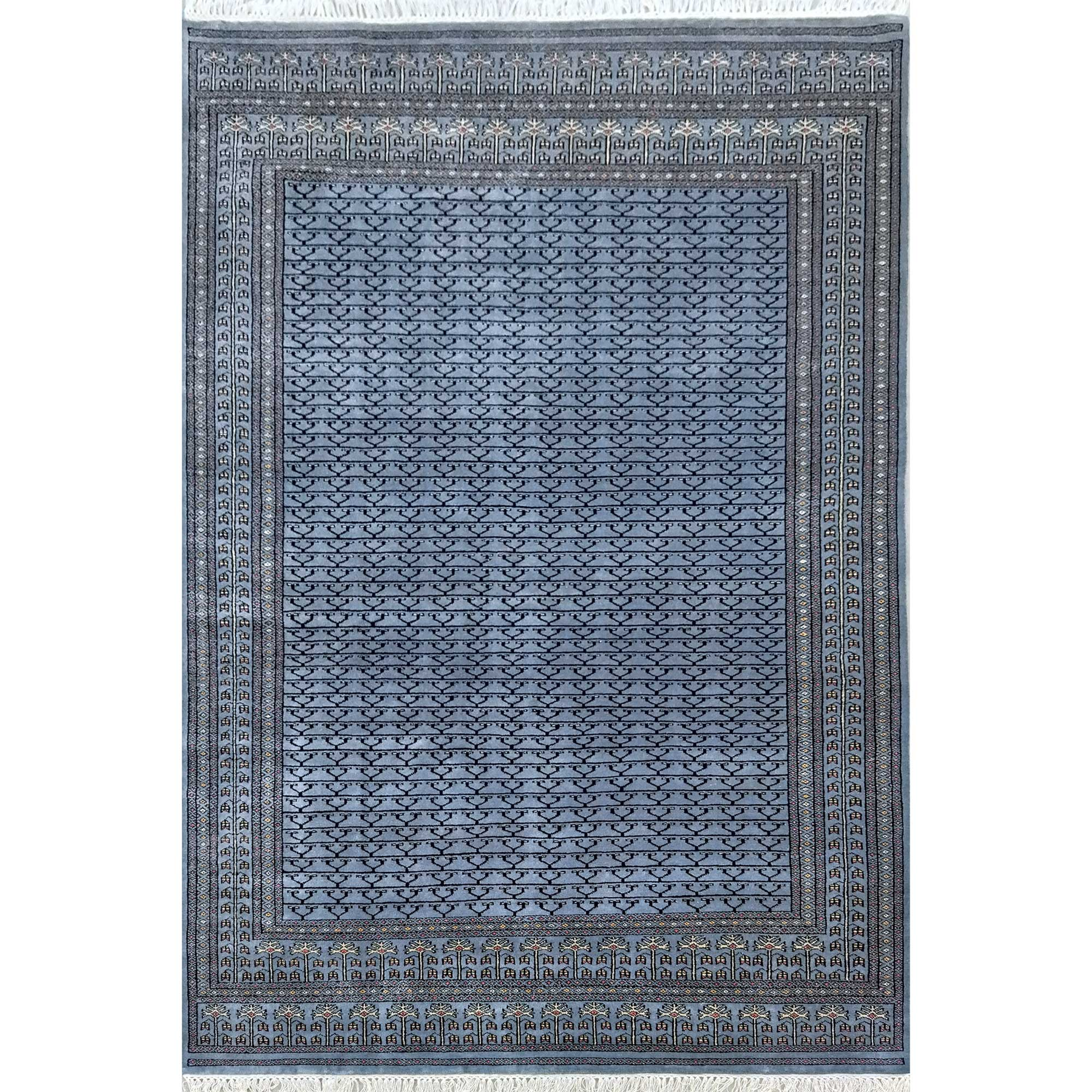 6×9 Ft Hand Knotted Royal Gray Wool Carpet Parda - Which Mark