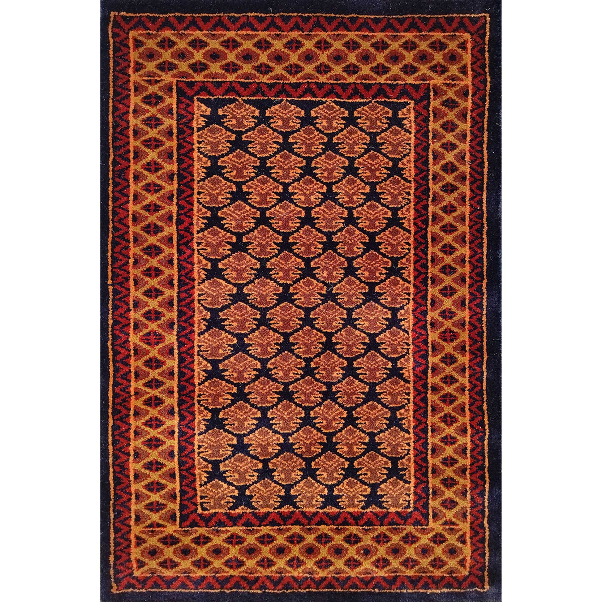 2×3 Feet Hand Knotted Wool Carpet Lichi Black - Which Mark