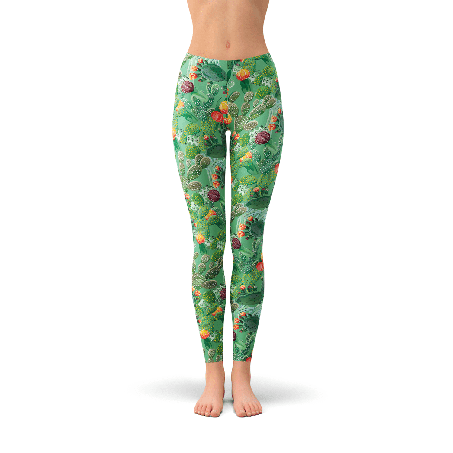 Womens Green Cactus Leggings - Which Mark
