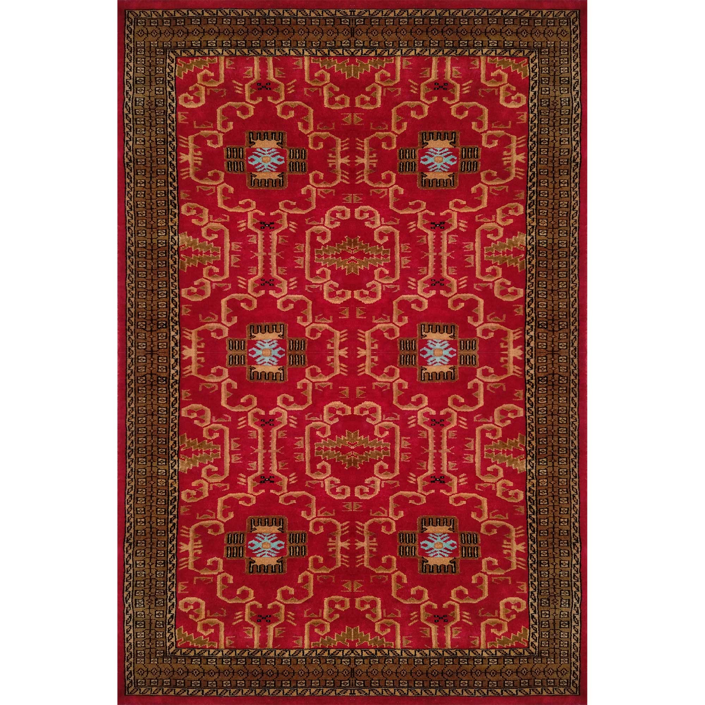 4×6 Feet Handmade Wool Carpet Palace (Red) - Which Mark