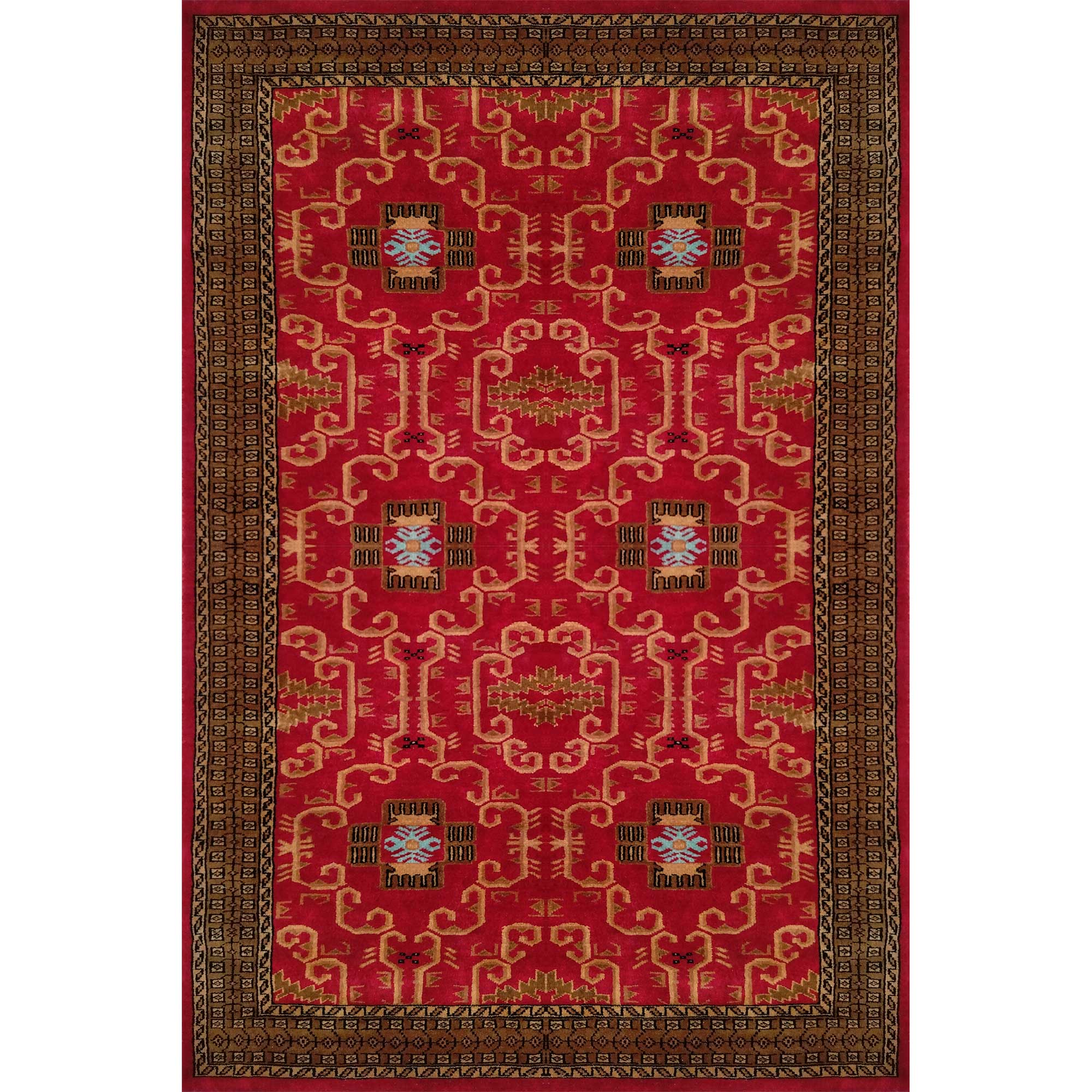 4×6 Feet Handmade Wool Carpet Palace (Red) - Which Mark