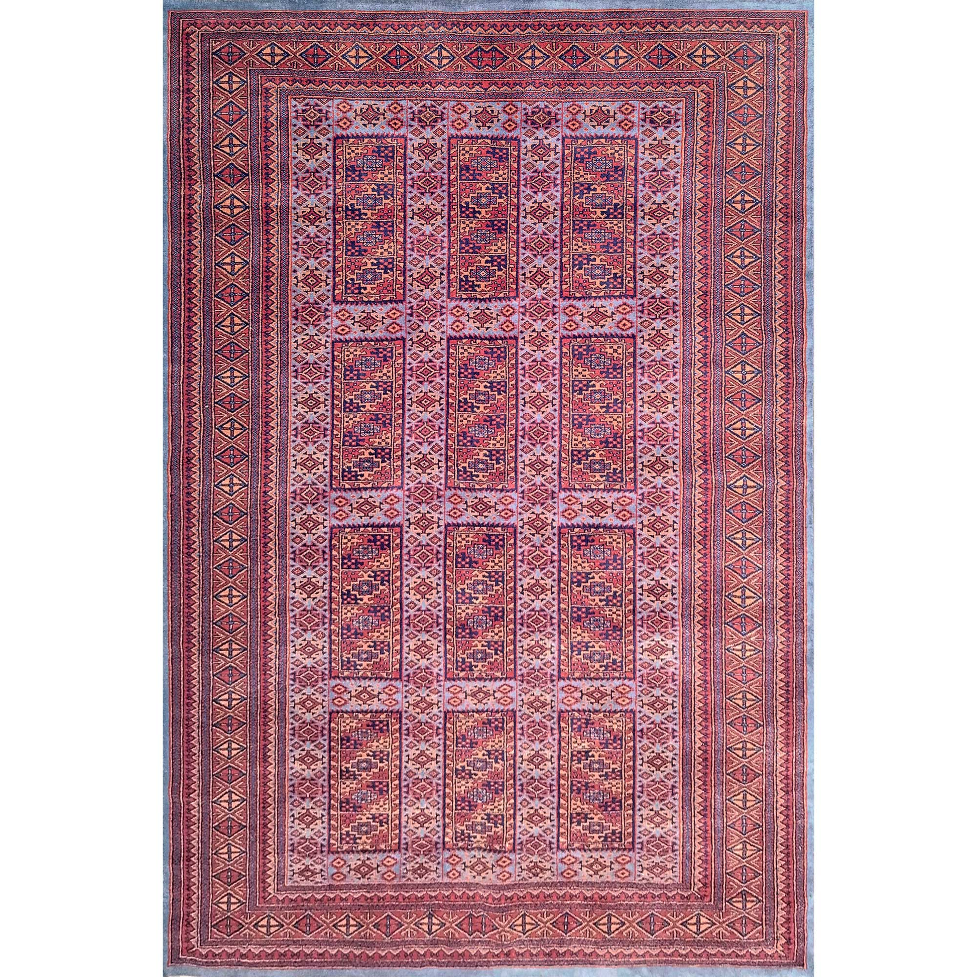 6×9 Feet Hand Knotted Blue Wool Carpet - Which Mark