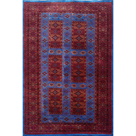 4×6 Ft Royal Blue Hand Knotted Dubba Carpet Wool - Which Mark