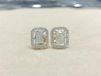 Lab-Grown Diamond Radiant Shape Halo Earring – LE0019 - Which Mark