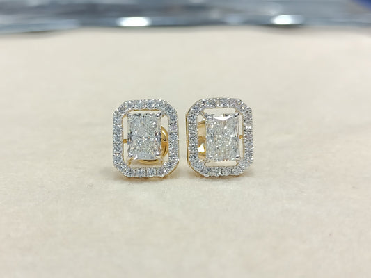 Lab-Grown Diamond Radiant Shape Halo Earring – LE0019 - Which Mark