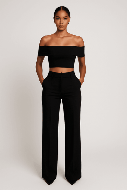FlexiChic™ – Wide Leg Pants & Crop Top Two-Piece Set - Which Mark