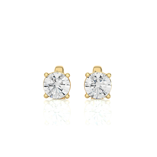 Yellow Gold Moissanite Round Shape Earring – WE0094 - Which Mark