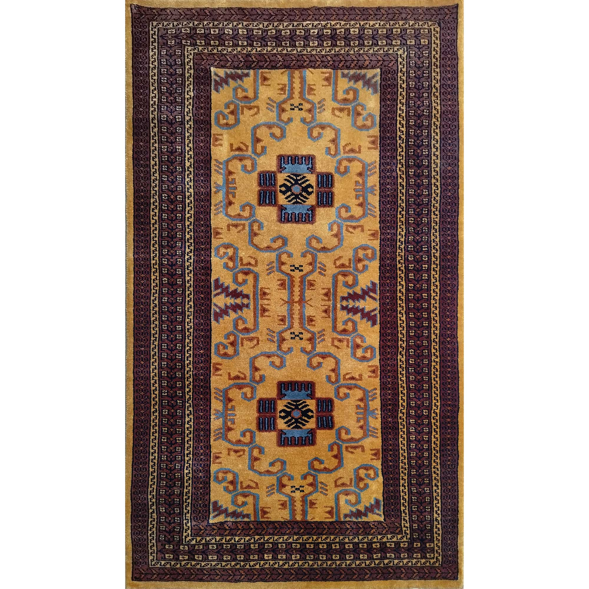 3×5 feet Hand Knotted Wool Carpet Camel Palace - Which Mark