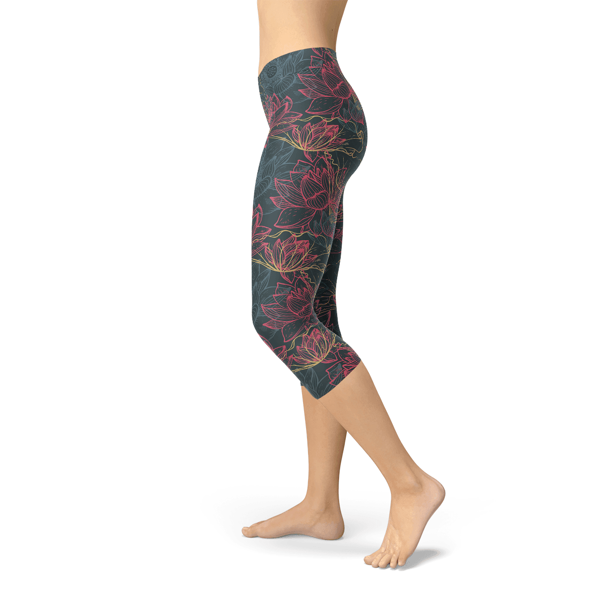 Womens Floral Lotus Capri Leggings - Which Mark