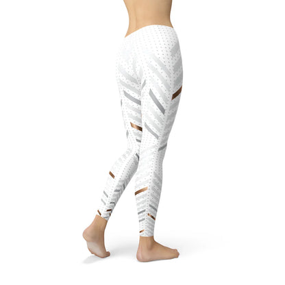 Womens White Stripes Leggings - Which Mark