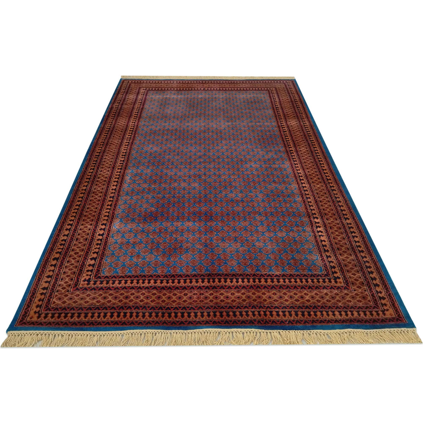 6×9 ft Blue Hand Knotted Wool Carpet - Which Mark