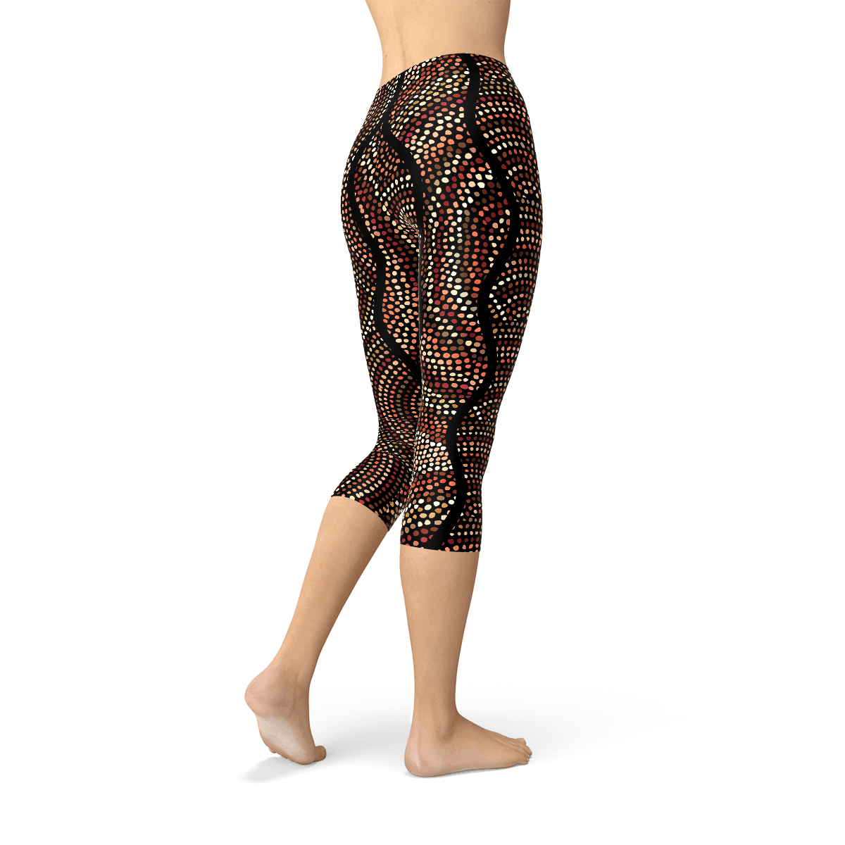 Womens Polka Dots Aboriginal Artwork Capri (V1) - Which Mark