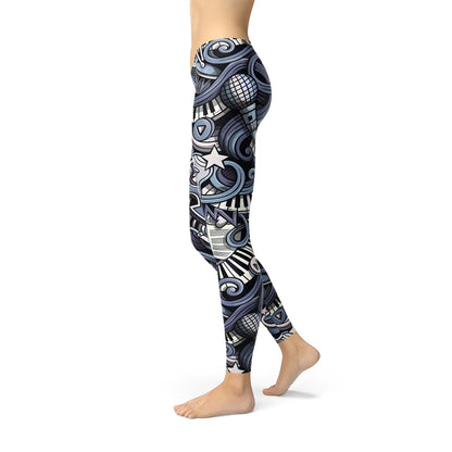 Womens Music Blue Leggings - Which Mark