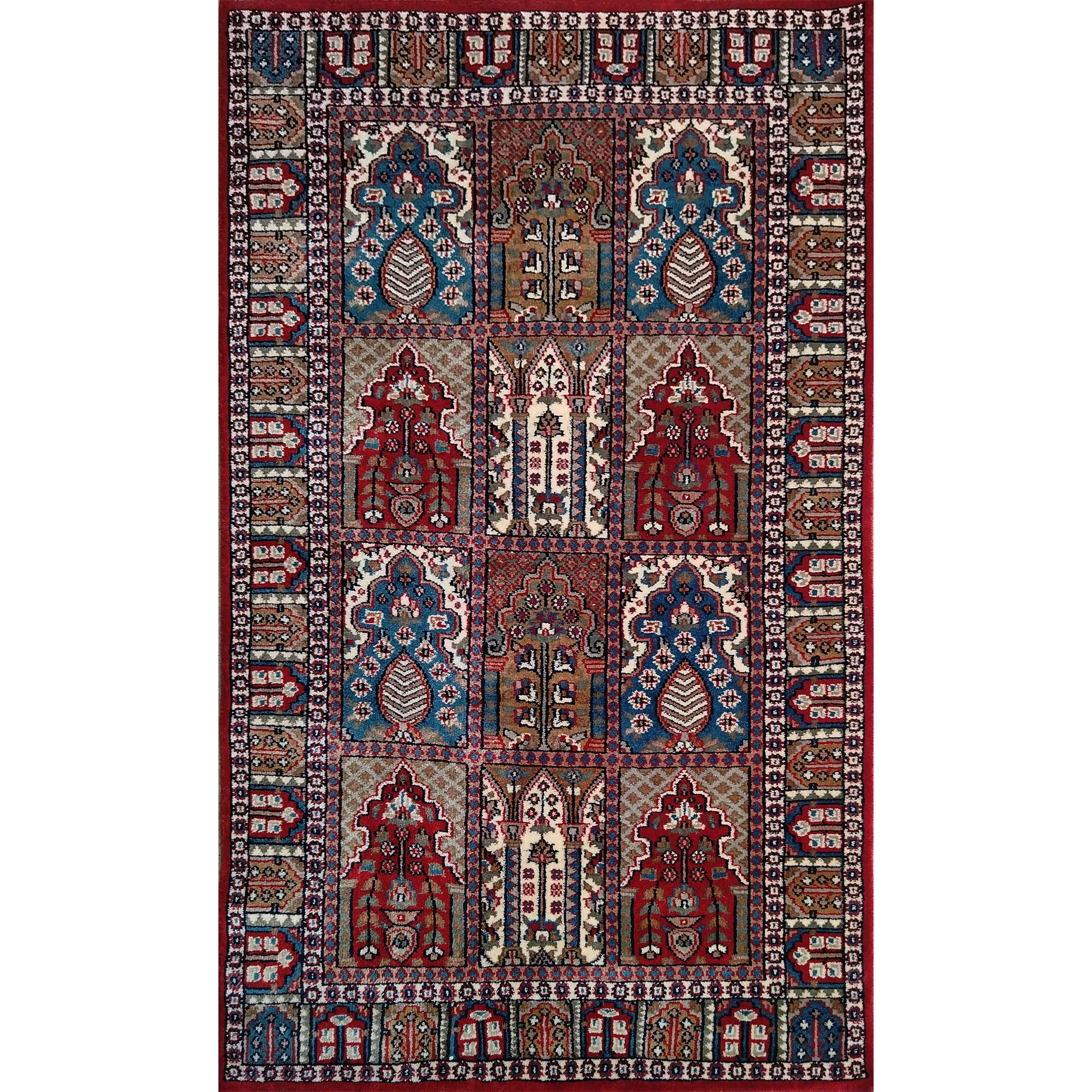 3×5 Feet Red Hand Knotted Wool Carpet Hamadan - Which Mark