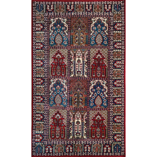 3×5 Feet Red Hand Knotted Wool Carpet Hamadan - Which Mark