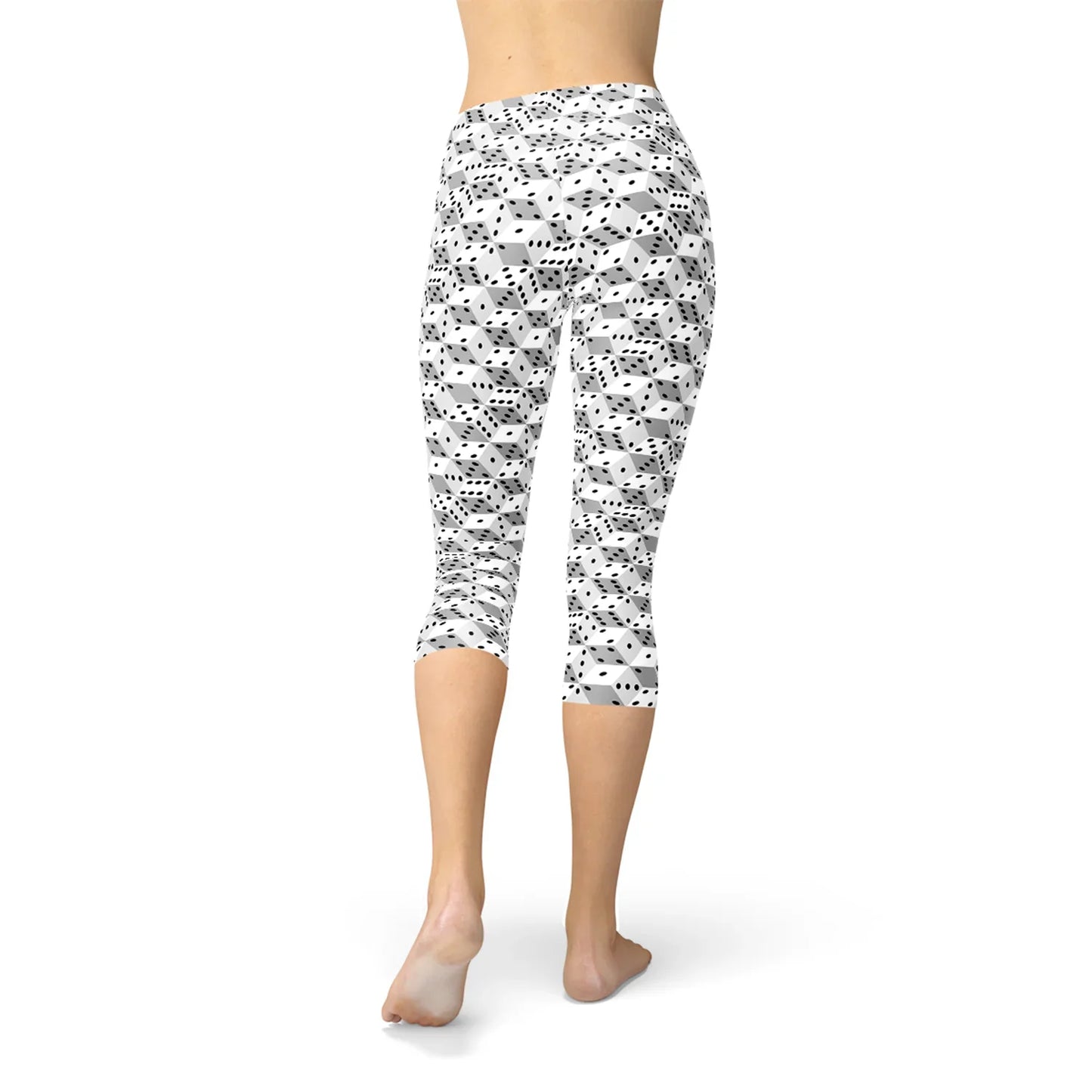 Womens Black and White Dice Capri Leggings - Which Mark