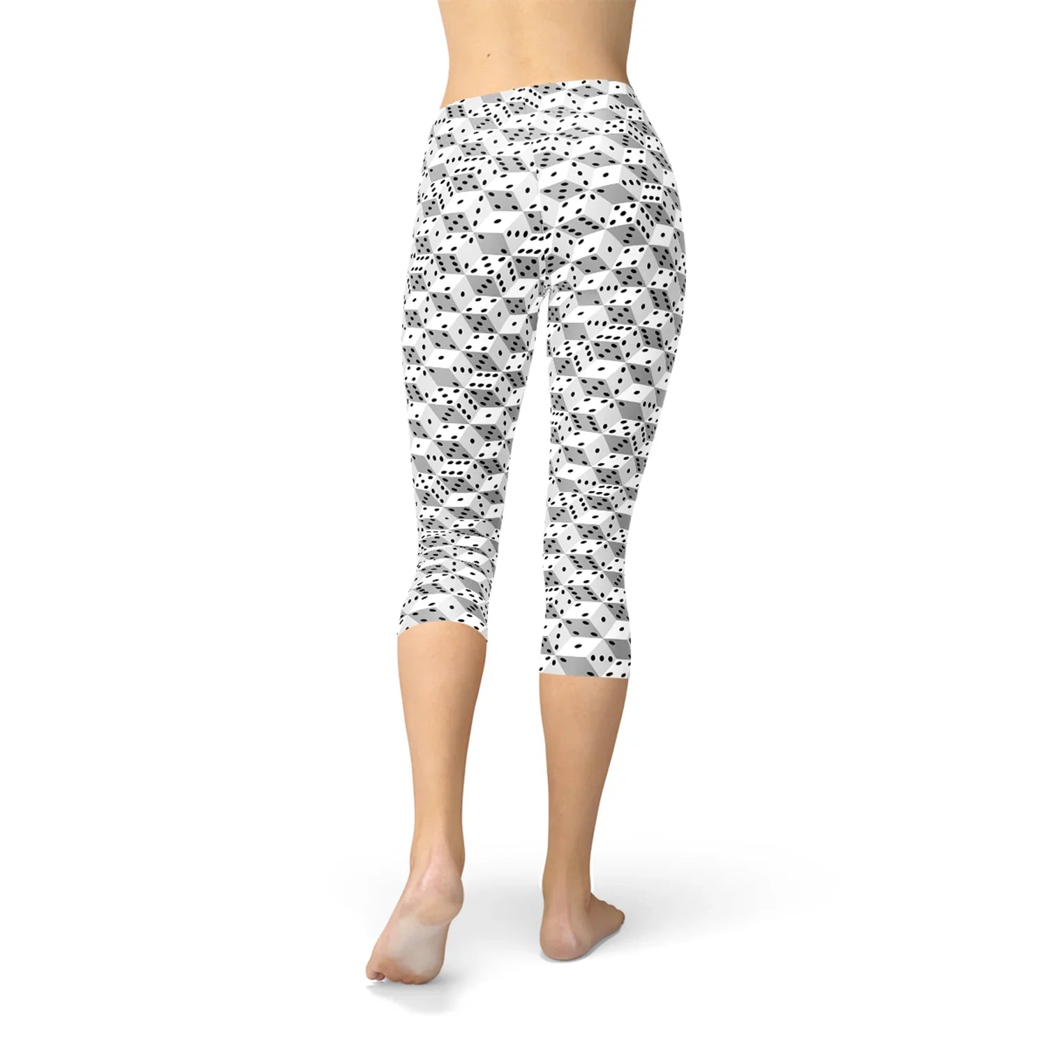 Womens Black and White Dice Capri Leggings - Which Mark