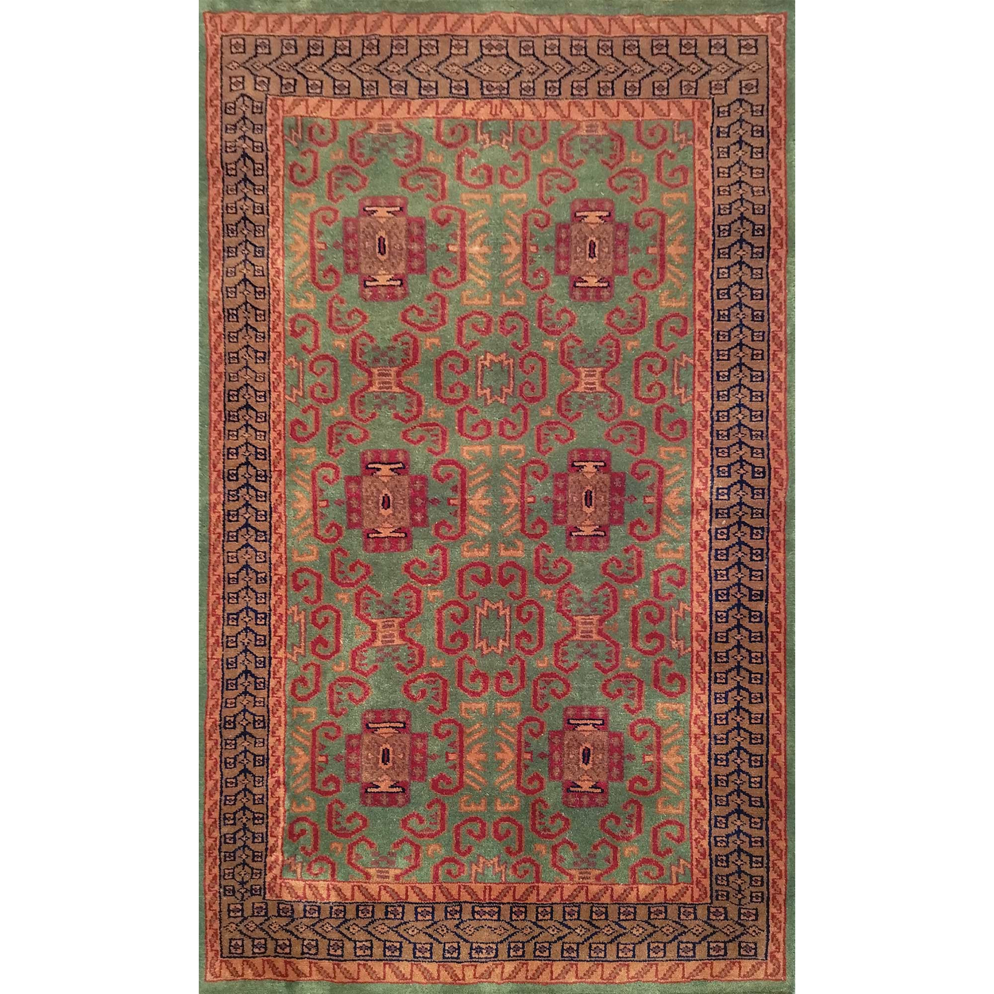 3×5 Feet Handmade Green Wool Carpet Palace - Which Mark