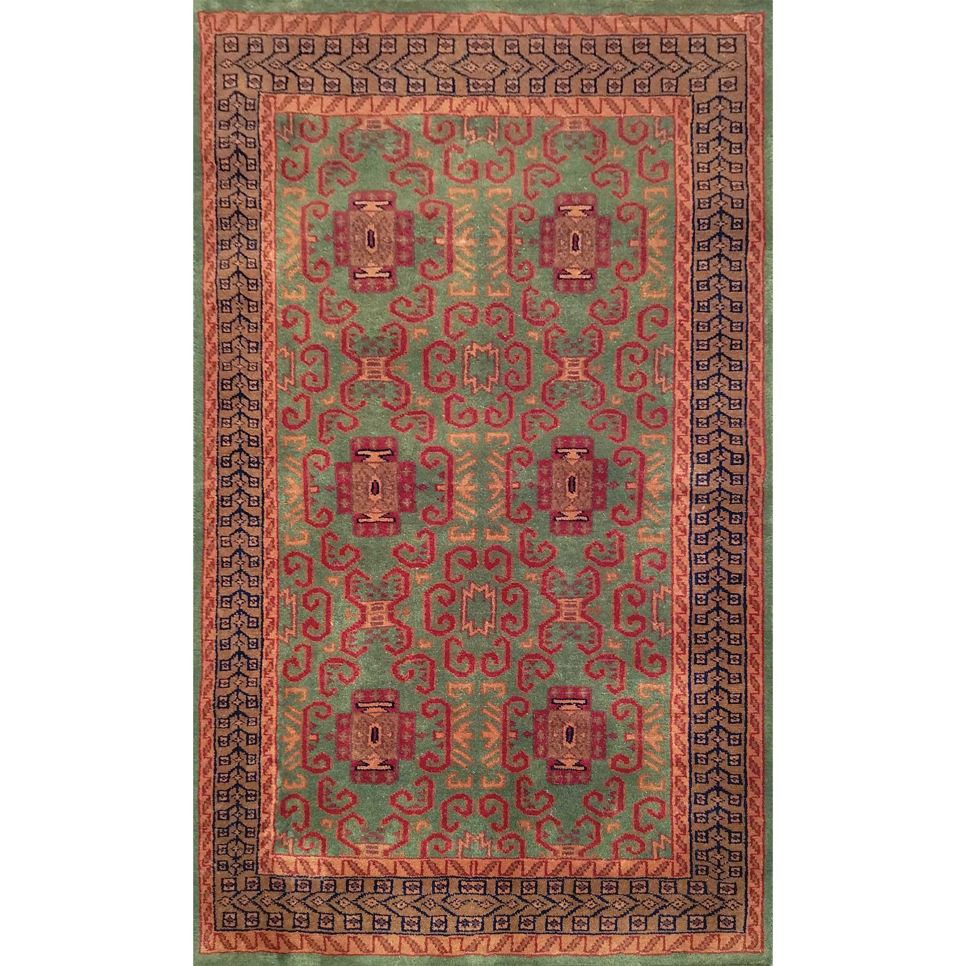 3×5 Feet Handmade Green Wool Carpet Palace - Which Mark