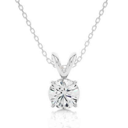 White Gold Moissanite Round Shape Pendant – OF0002 - Which Mark