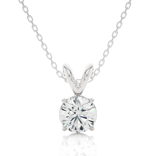 White Gold Moissanite Round Shape Pendant – OF0002 - Which Mark