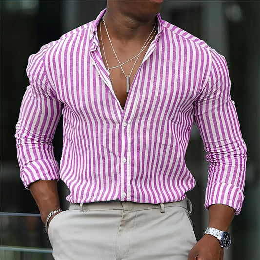 Men's Long Sleeve Lapel Plaid DressShirt - Which Mark