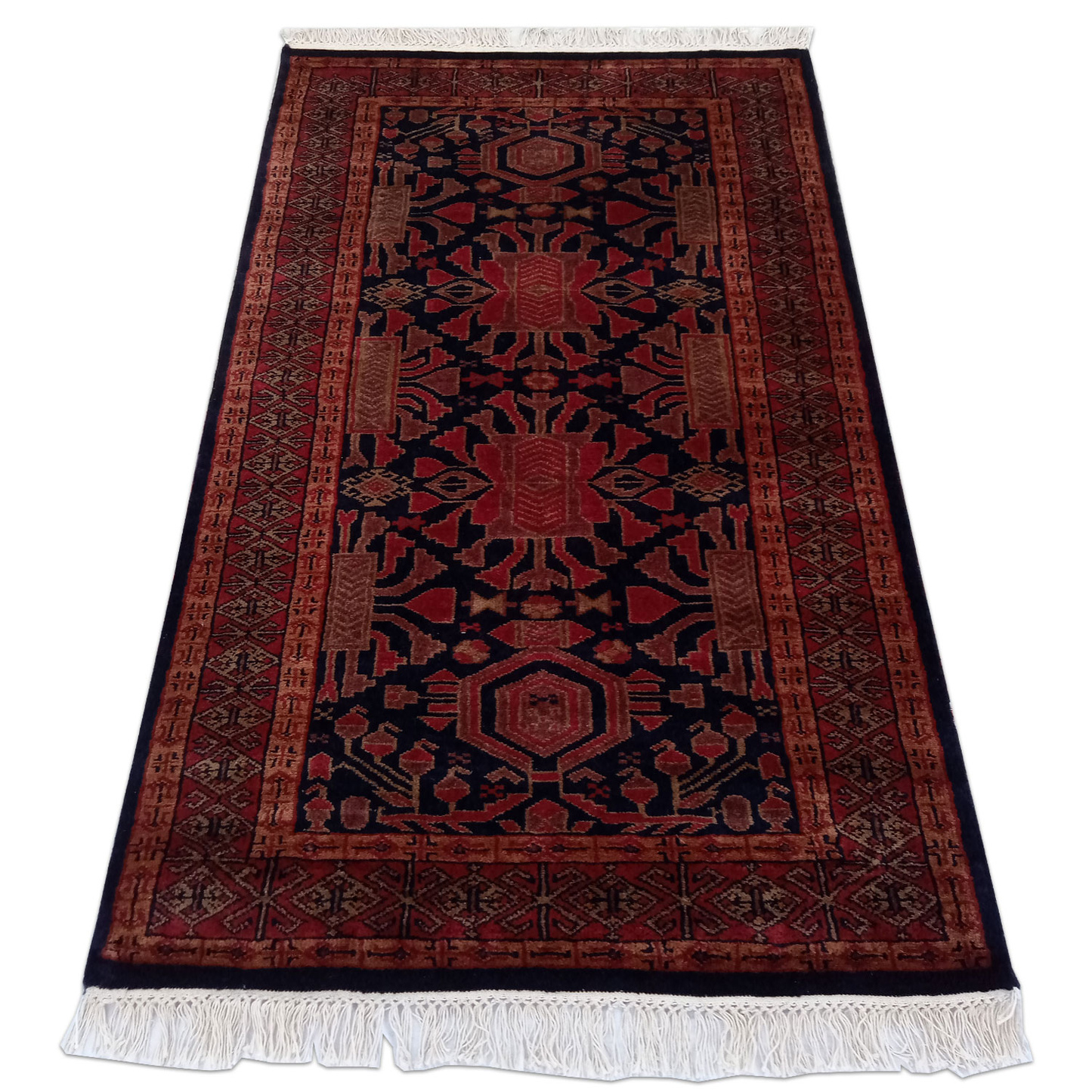 3×5 Feet Hand Knotted Kenkda Wool Carpet Black - Which Mark