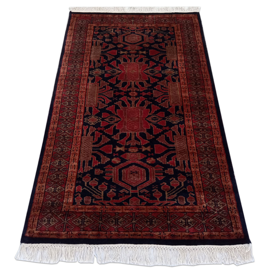 3×5 Feet Hand Knotted Kenkda Wool Carpet Black - Which Mark