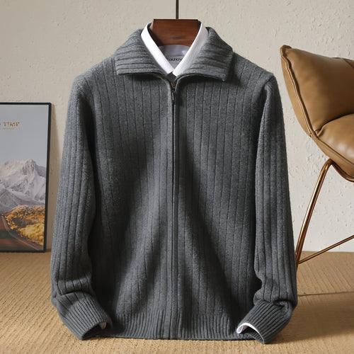 Pure Wool Sweater Men's Lapel Full Zipper - Which Mark
