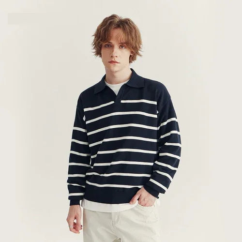 High-grade Loose Contrast Color Striped Sweater Long Sleeve Inner Wear - Which Mark