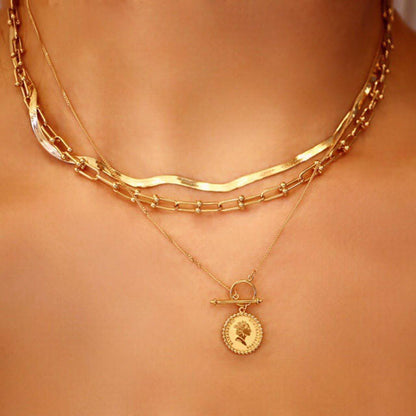 Gold Retro Round Brand Pure Jewelry Necklace - Which Mark