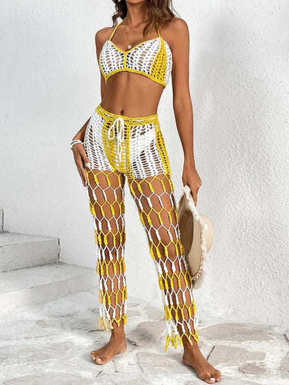 Cutout Halter Neck Top and Pants Two-Piece Swim Set - Which Mark