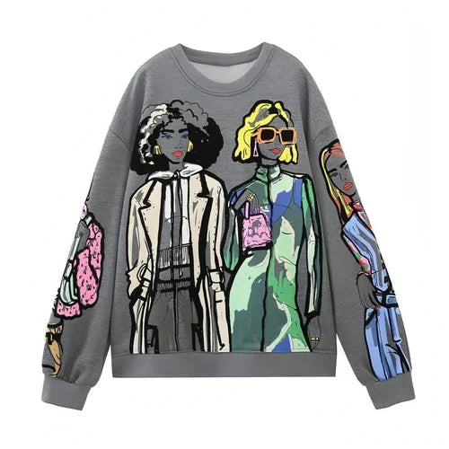 Lazy Style Top Girls' Printed Sweater - Which Mark