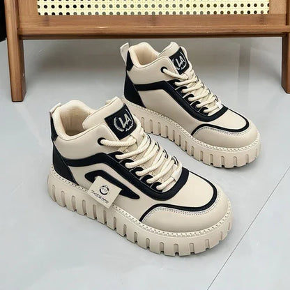 Fleece-lined Warm White Shoes For Women High-top Board Shoe - Which Mark