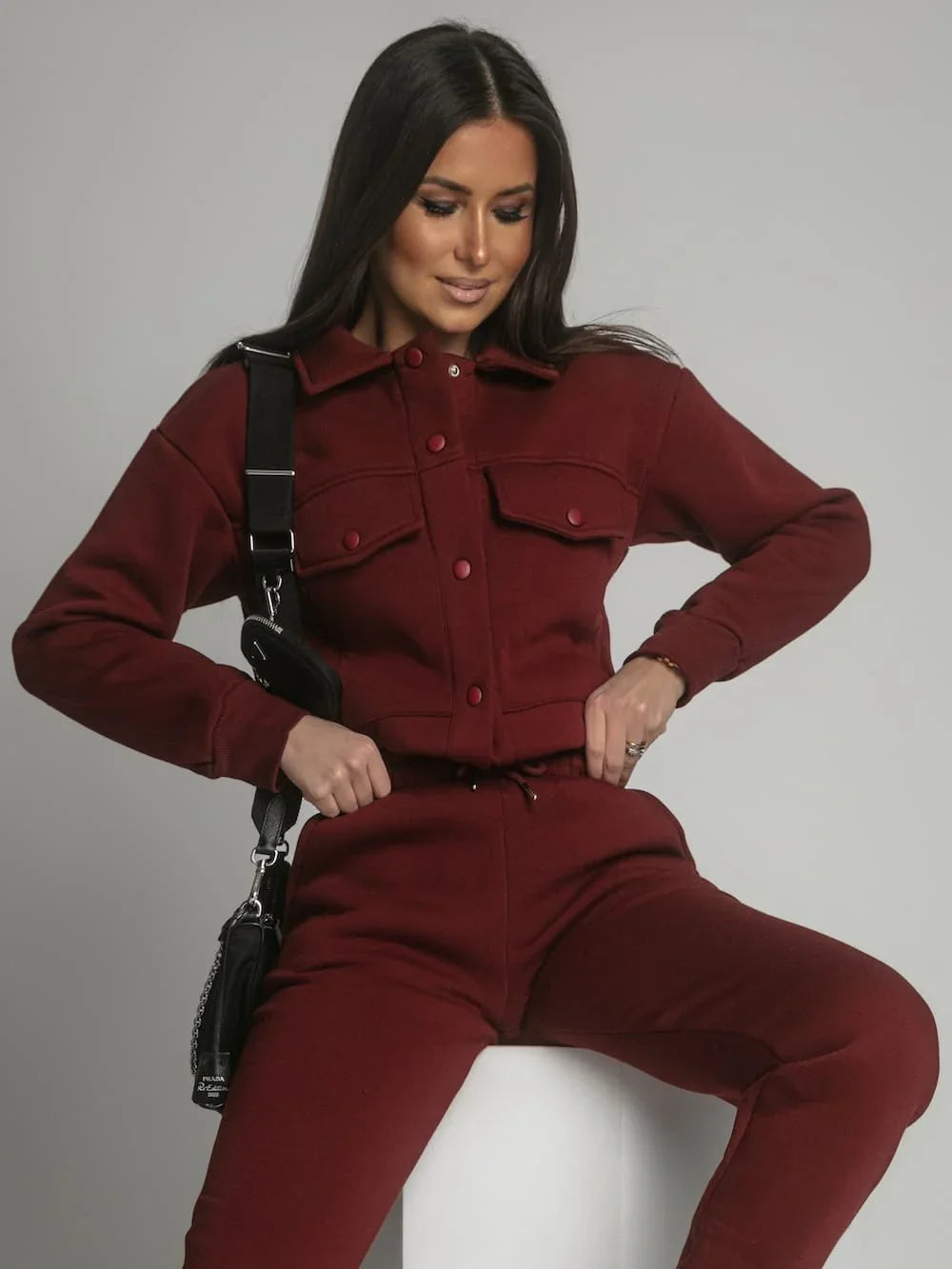 Warm women's set katana sweatpants burgundy FI760 - Which Mark