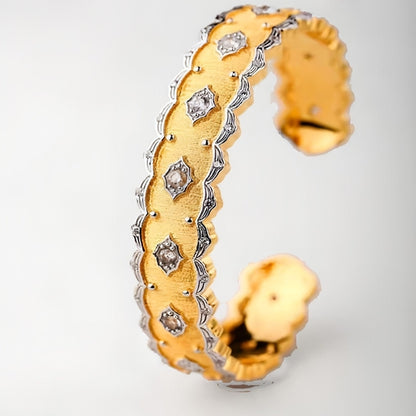 Silver Gold Plated Court Diamond Inlay Bracelet - Which Mark