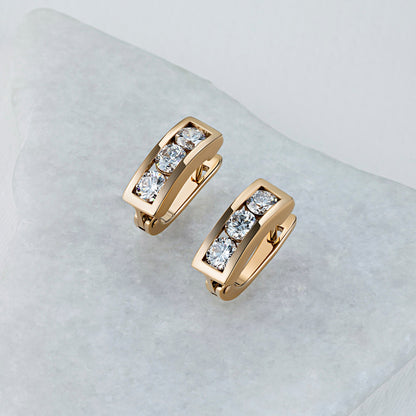 14K Rose Gold Earrings with 6 Round-Cut Lab-Created Diamonds 0.917 - Which Mark