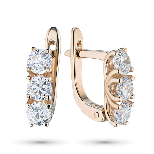 14K Rose Gold Earrings with 6 Round-Cut Lab-Created Diamonds 1.382 - Which Mark