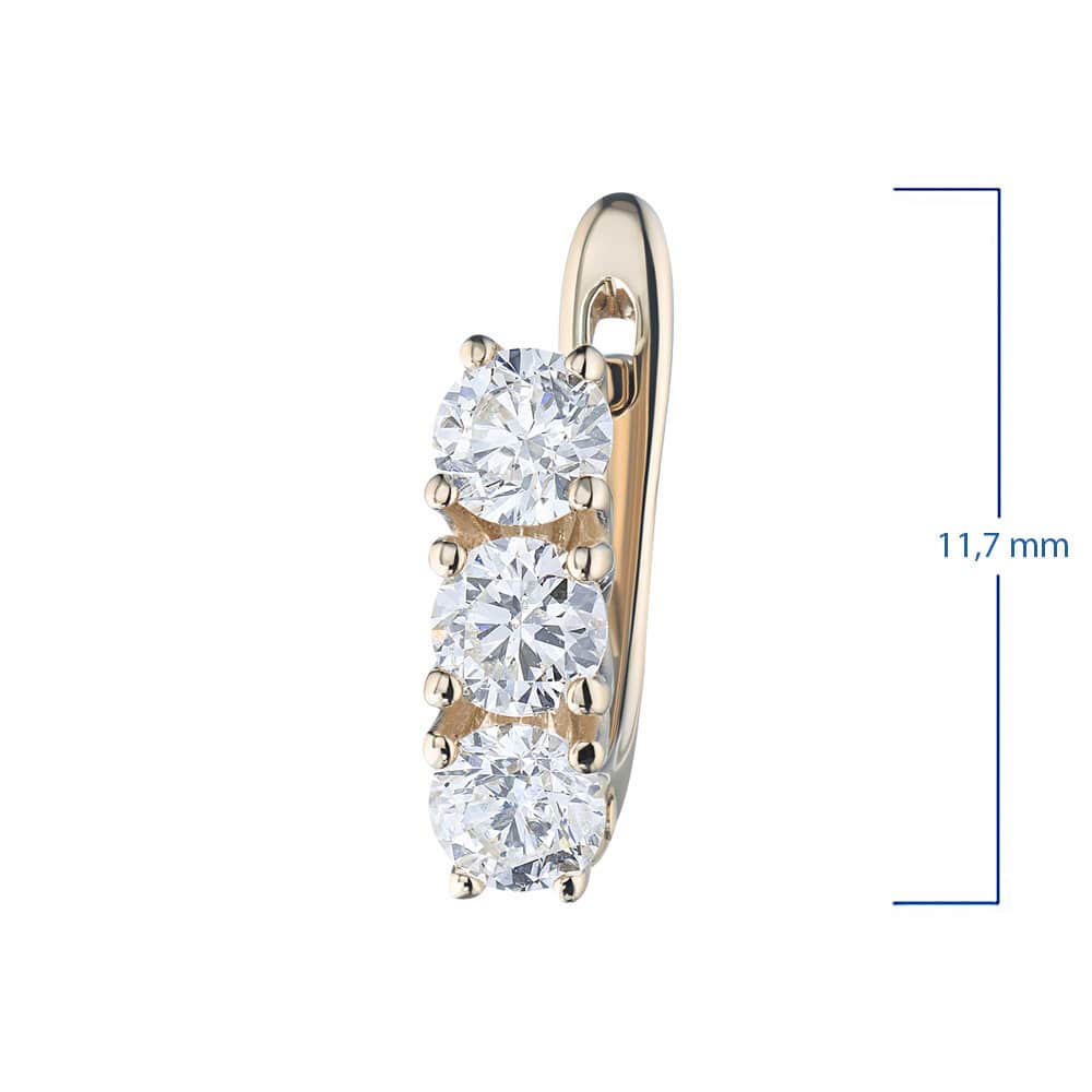 14K Yellow Gold Earrings with 6 Round-Cut Lab-Created Diamonds 1.345 - Which Mark