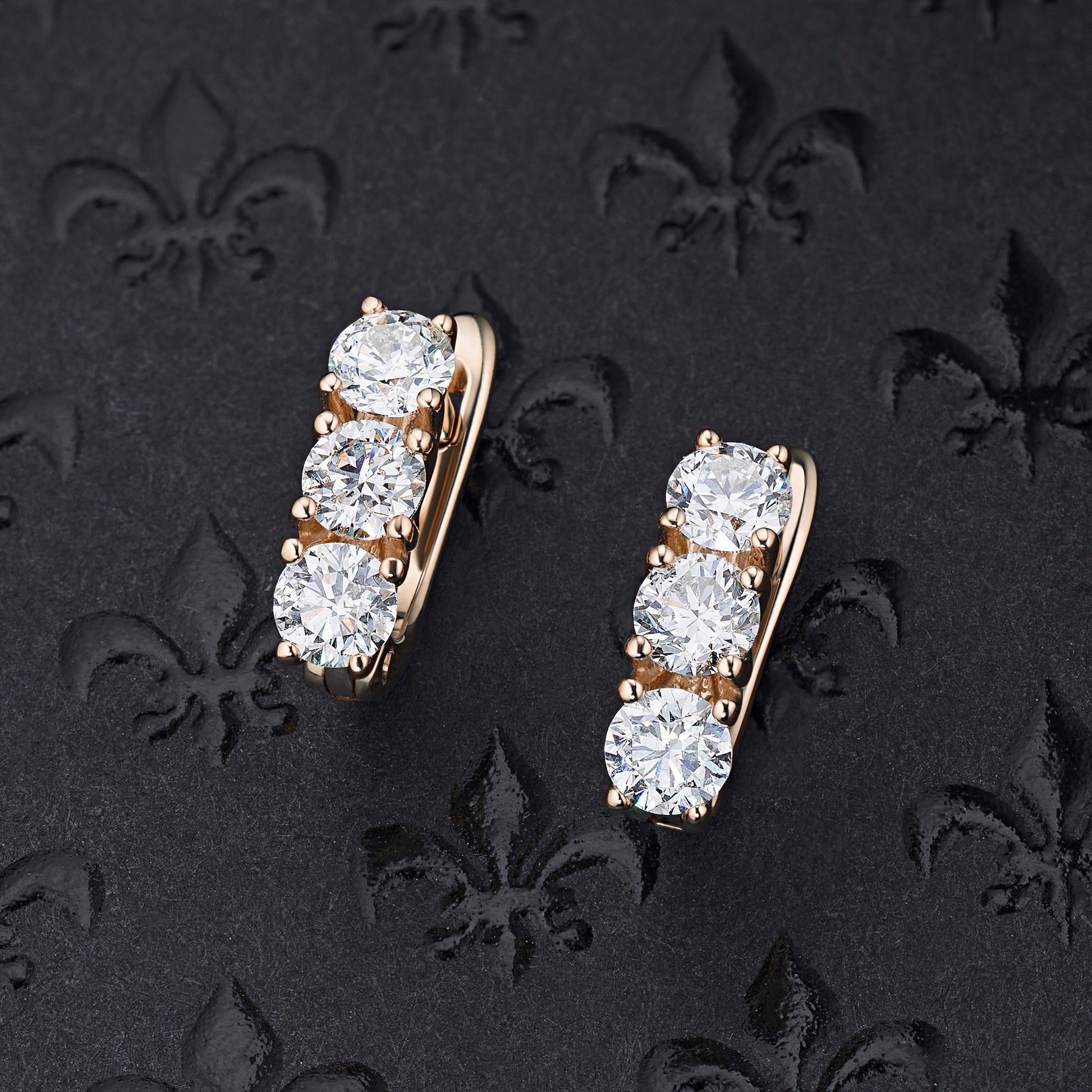 14K Rose Gold Earrings with 6 Round-Cut Lab-Created Diamonds 1.382 - Which Mark