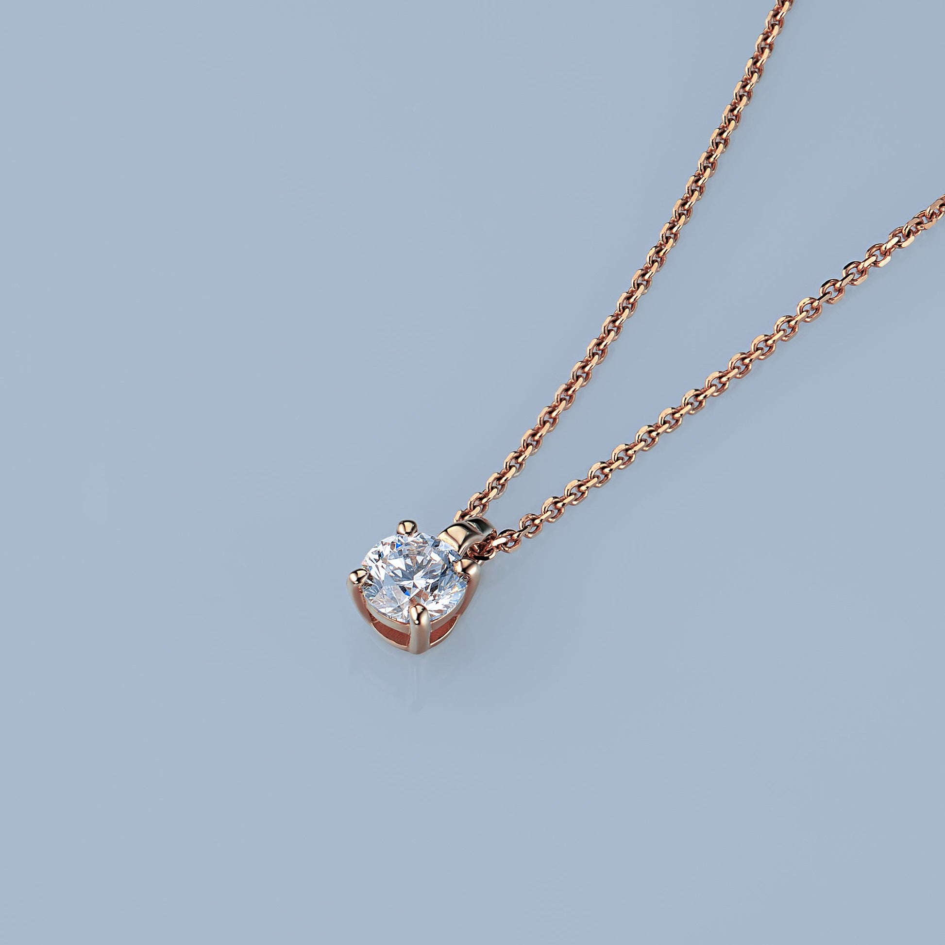 14K Rose Gold Pendant with 1 Round-Cut Lab-Created Diamond 0.53 CT.TW - Which Mark
