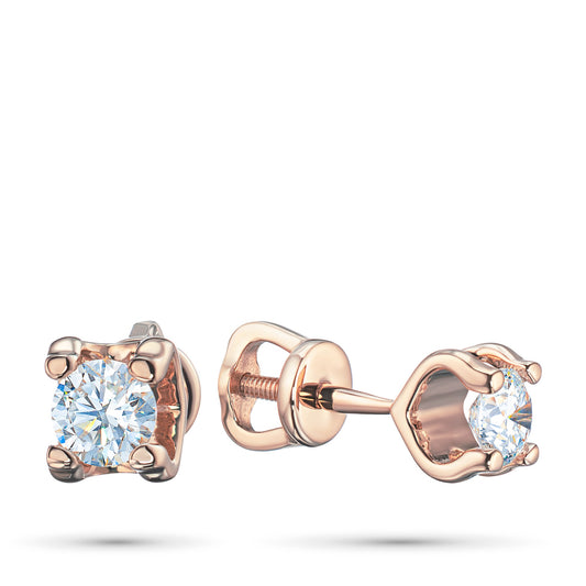 14K Rose Gold Earring Studs with 2 Round-Cut Lab-Created Diamonds 2.14 - Which Mark