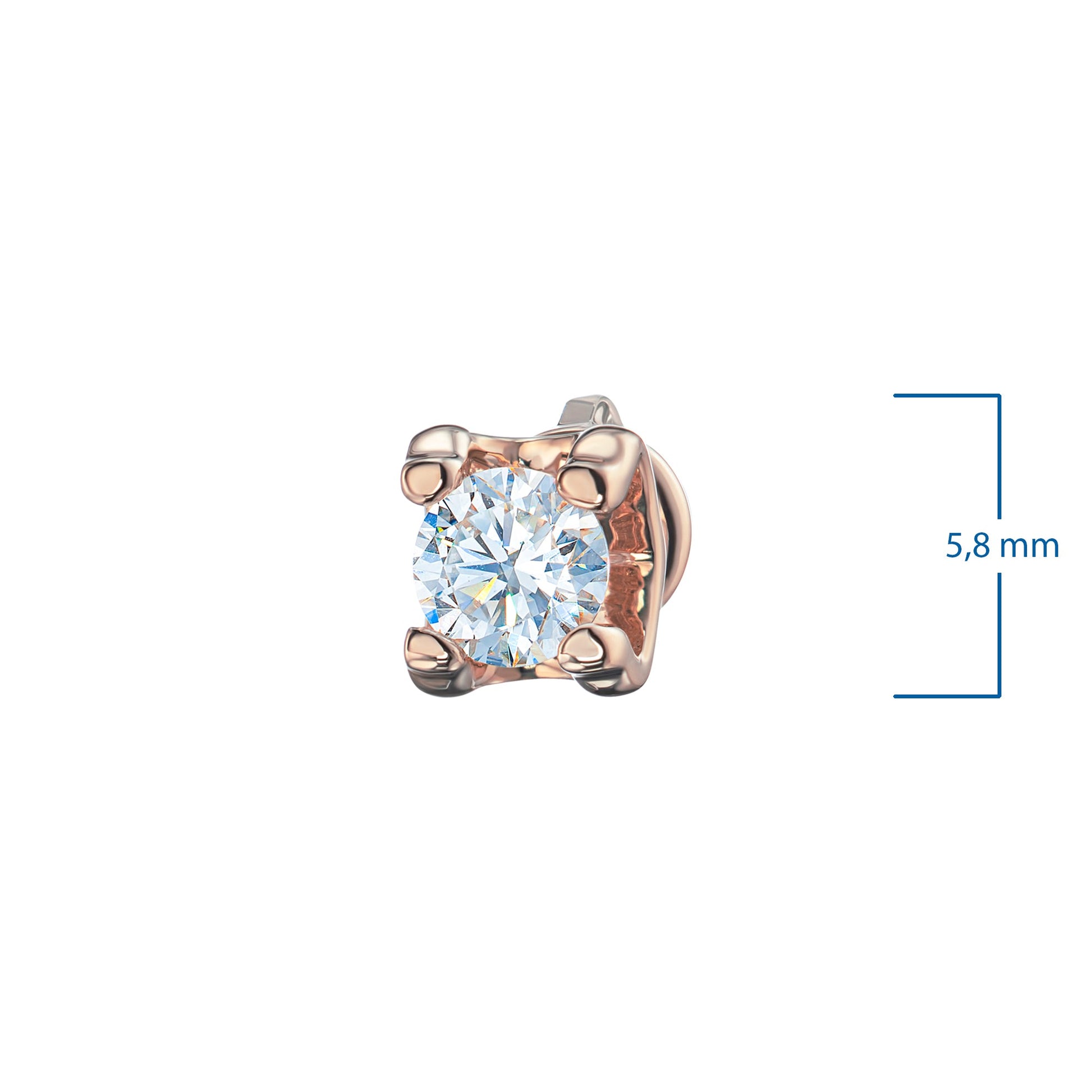 14K Rose Gold Earring Studs with 2 Round-Cut Lab-Created Diamonds 2.14 - Which Mark