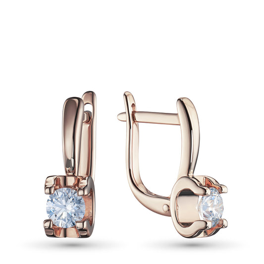 14K Rose Gold Earrings with 2 Round-Cut Lab-Created Diamonds 1.16 - Which Mark