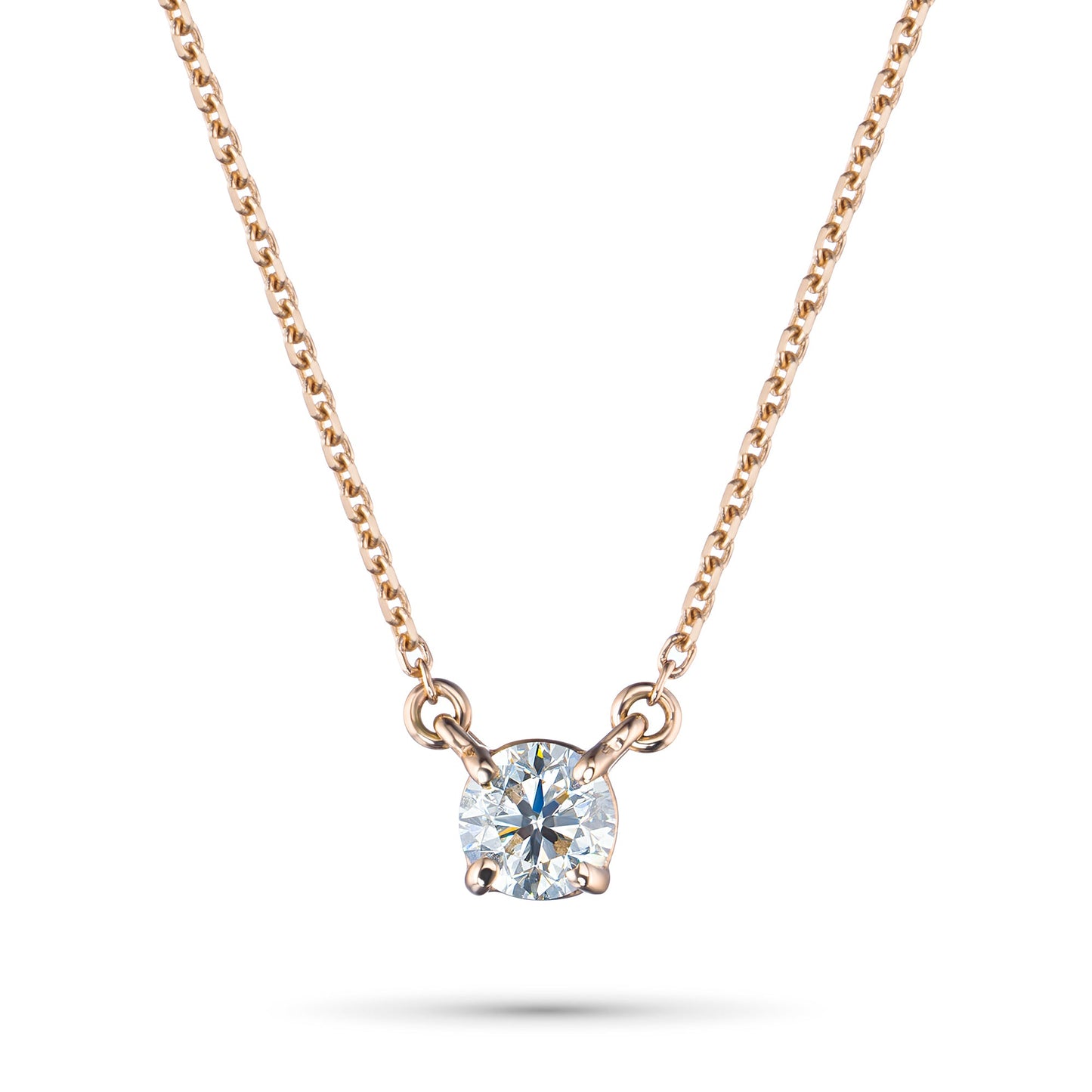 14K Yellow Gold Necklace with 1 Round-Cut Lab-Created Diamond 0.4 - Which Mark