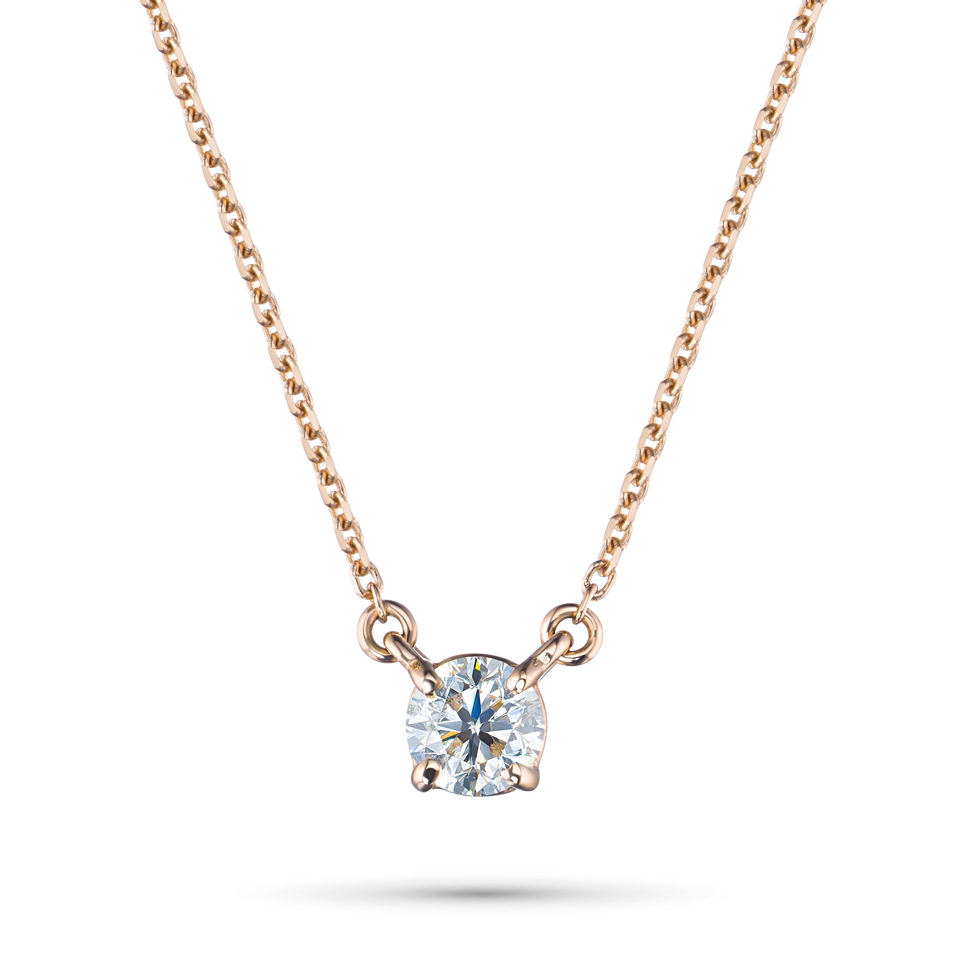 14K Yellow Gold Necklace with 1 Round-Cut Lab-Created Diamond 0.4 - Which Mark