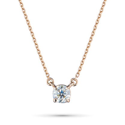 14K Yellow Gold Necklace with 1 Round-Cut Lab-Created Diamond 0.4 - Which Mark