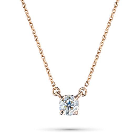 14K Yellow Gold Necklace with 1 Round-Cut Lab-Created Diamond 0.4 - Which Mark
