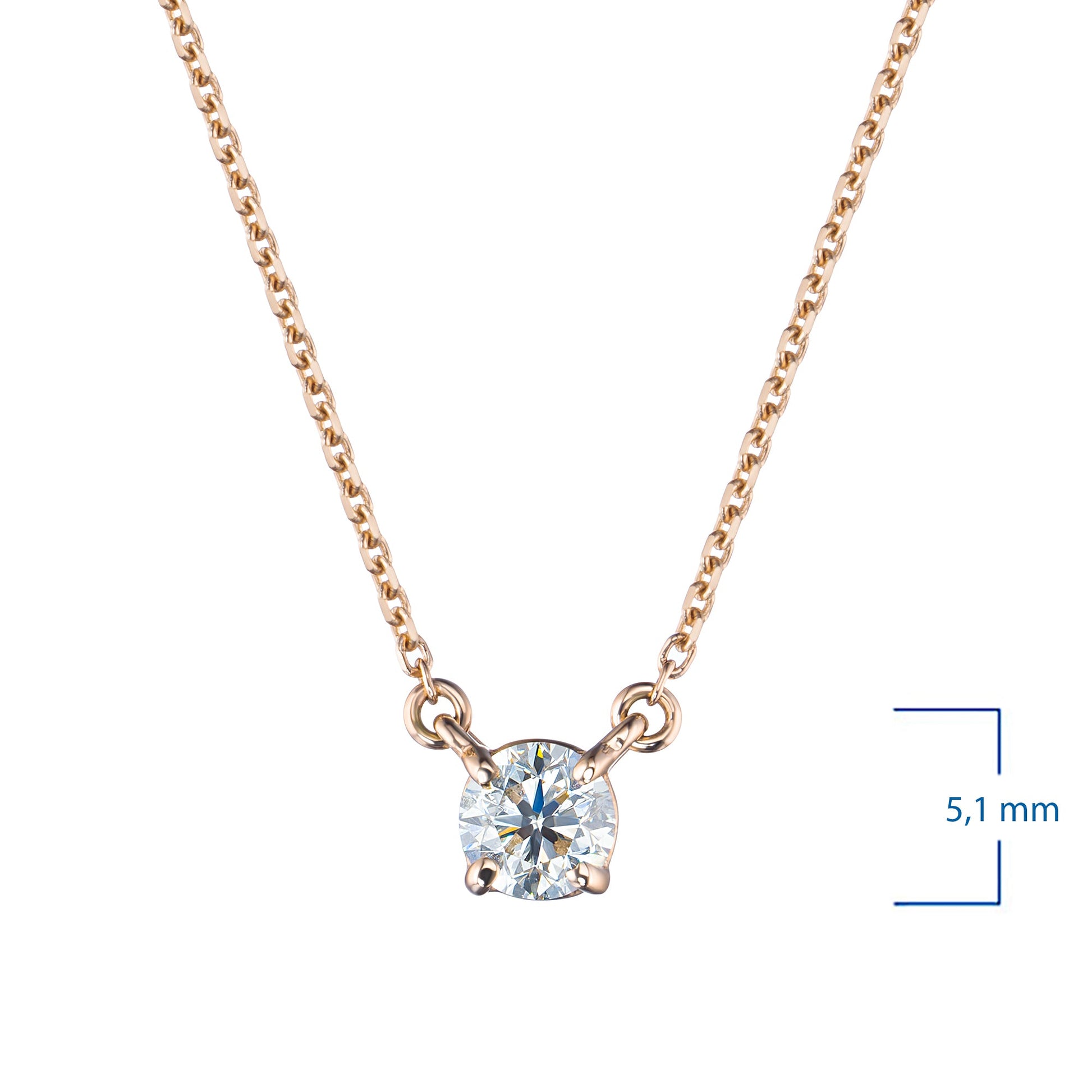 14K Yellow Gold Necklace with 1 Round-Cut Lab-Created Diamond 0.4 - Which Mark